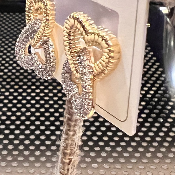 Double Hearts Studs with Crystals - Picture 4 of 8